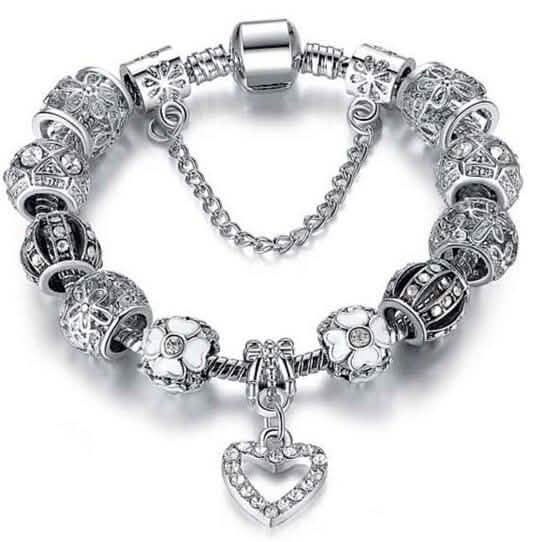 Bracelet avec Breloque Cœur en Cristal Autrichien