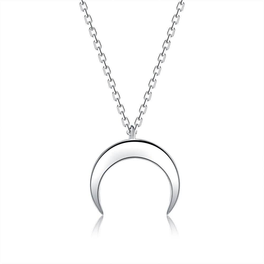 Collier simple en argent sterling 925 authentique en forme de lune