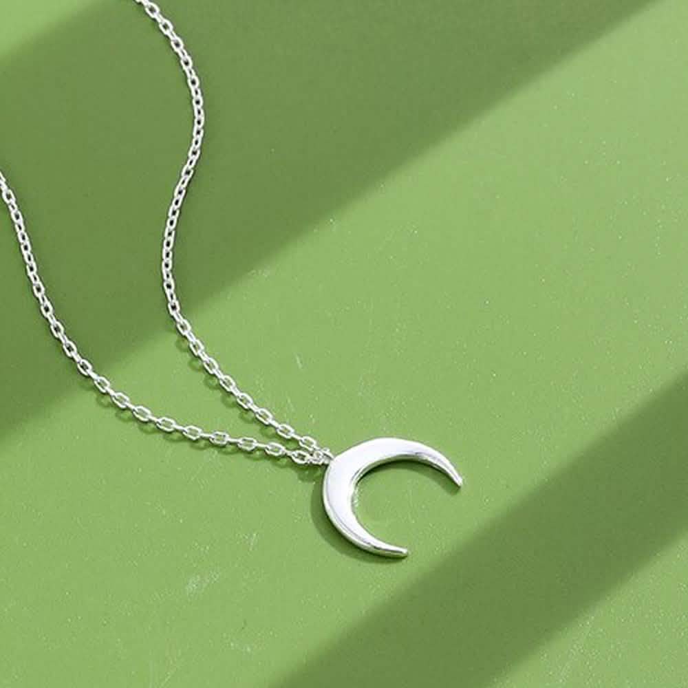 Collier simple en argent sterling 925 authentique en forme de lune