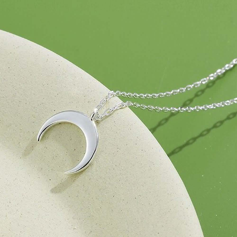Collier simple en argent sterling 925 authentique en forme de lune