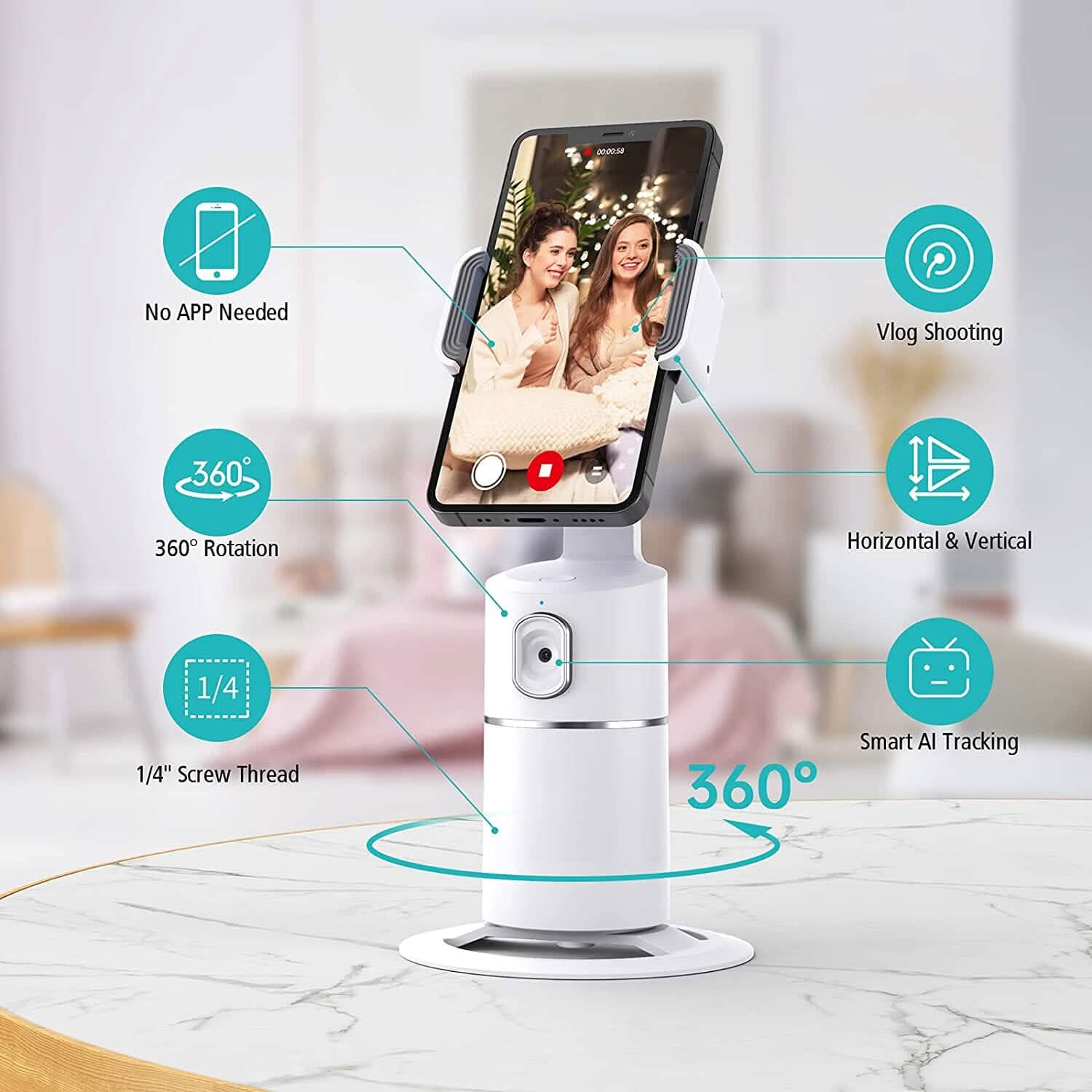 Support de téléphone à suivi facial automatique