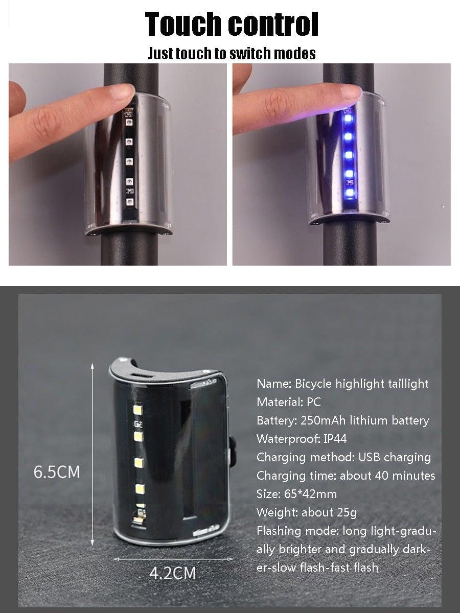 Feu de vélo à détection automatique, feu arrière de vélo étanche LED USB rechargeable, feu arrière de sécurité, feu d'avertissement de selle, phare de vélo étanche, modes d'éclairage LED, lumières de vélo pour la conduite de nuit