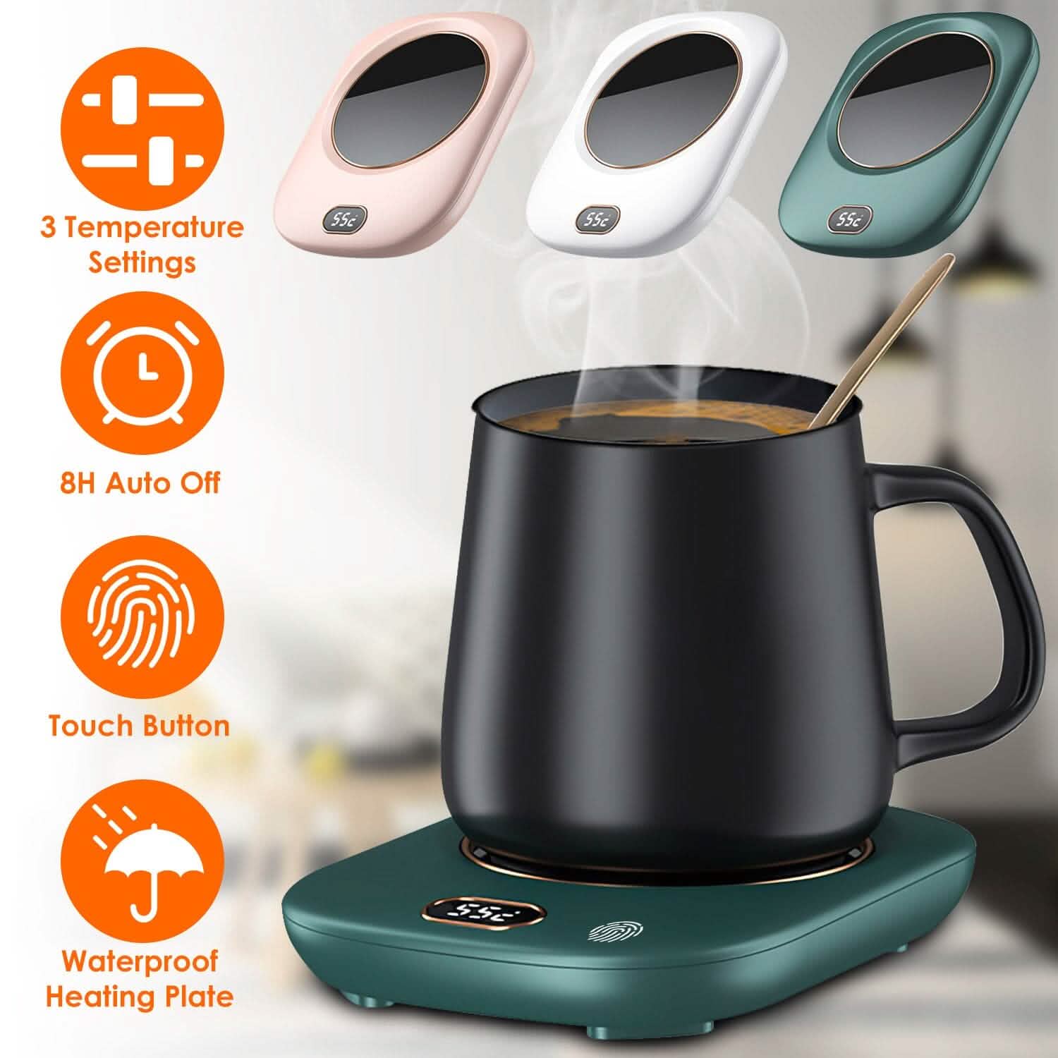 Plaque chauffante USB pour tasse à café avec arrêt automatique et 3 réglages de température