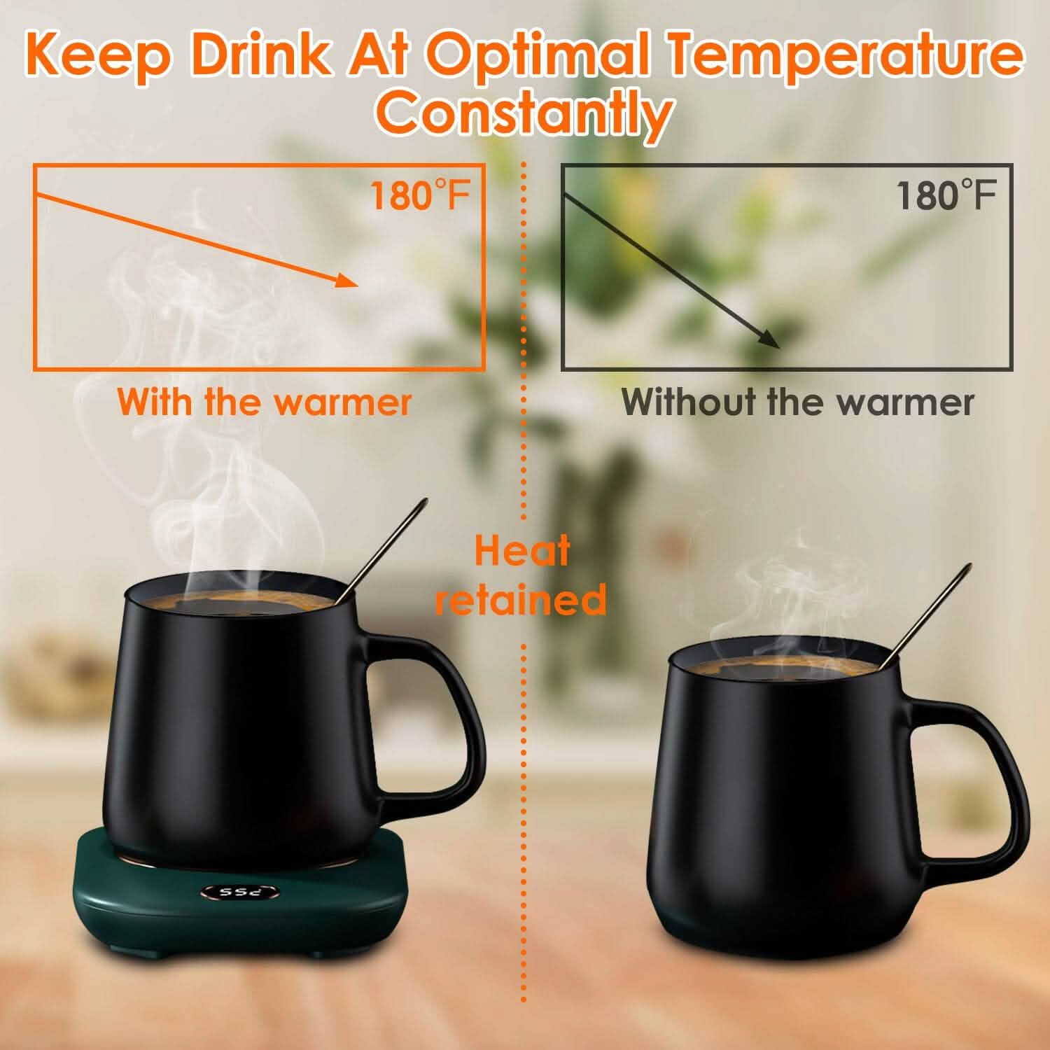 Plaque chauffante USB pour tasse à café avec arrêt automatique et 3 réglages de température