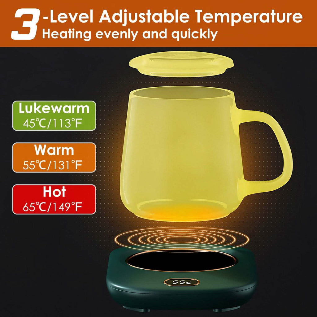 Plaque chauffante USB pour tasse à café avec arrêt automatique et 3 réglages de température