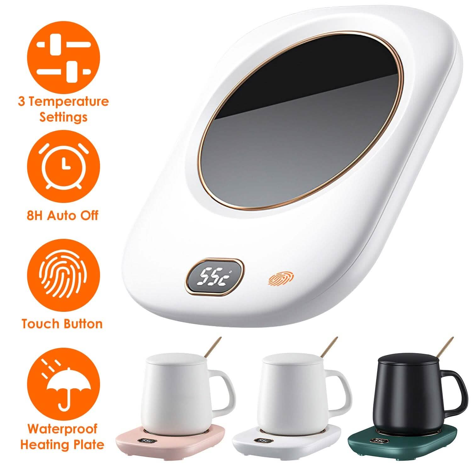 Plaque chauffante USB pour tasse à café avec arrêt automatique et 3 réglages de température