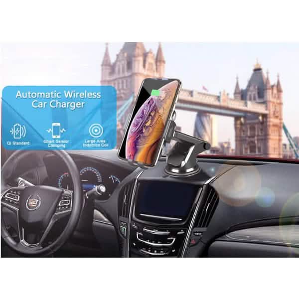Support de Chargeur de Voiture sans Fil à Serrage Automatique