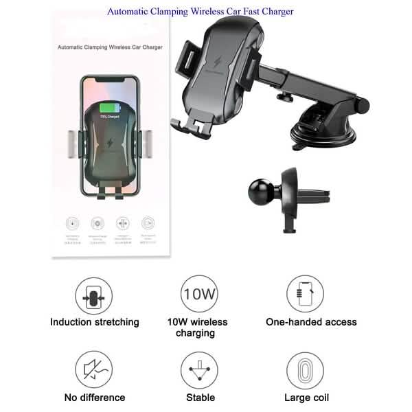 Support de Chargeur de Voiture sans Fil à Serrage Automatique