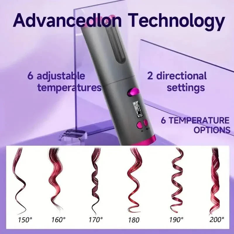 Fer à boucler automatique pour des cheveux volumineux avec 5 réglages de température