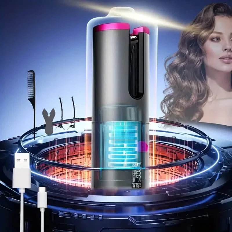 Fer à boucler automatique pour des cheveux volumineux avec 5 réglages de température