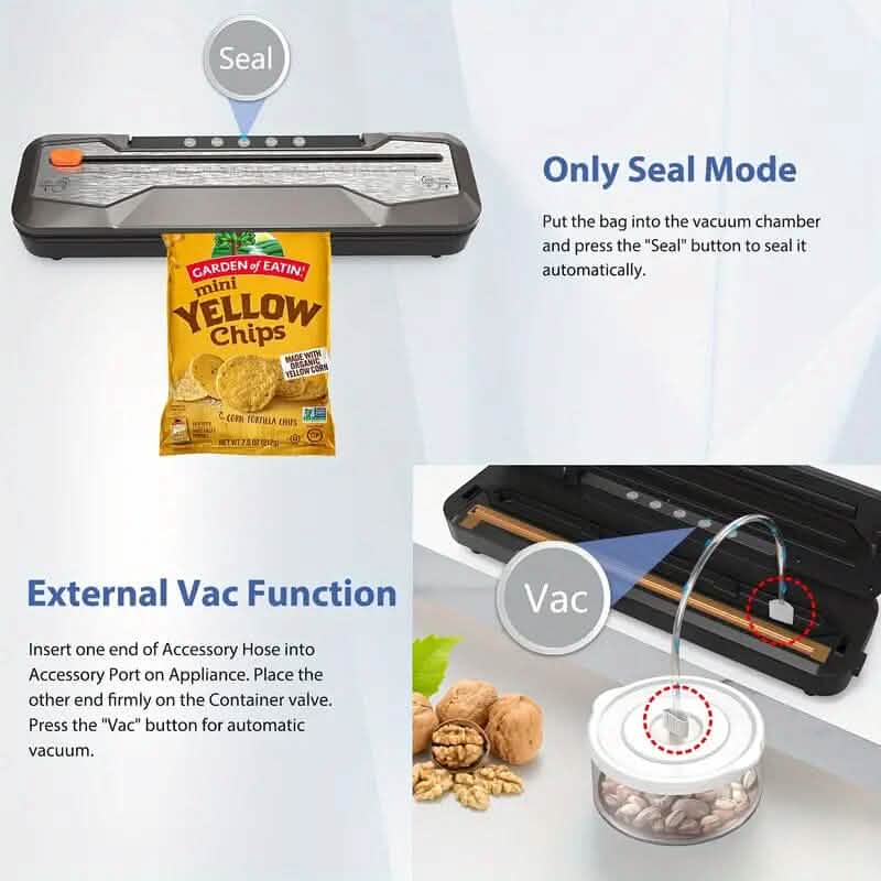 Appareil d'emballage sous vide alimentaire automatique à une touche, 5 modes, avec 15 sacs de scellage et coupe-sac intégré