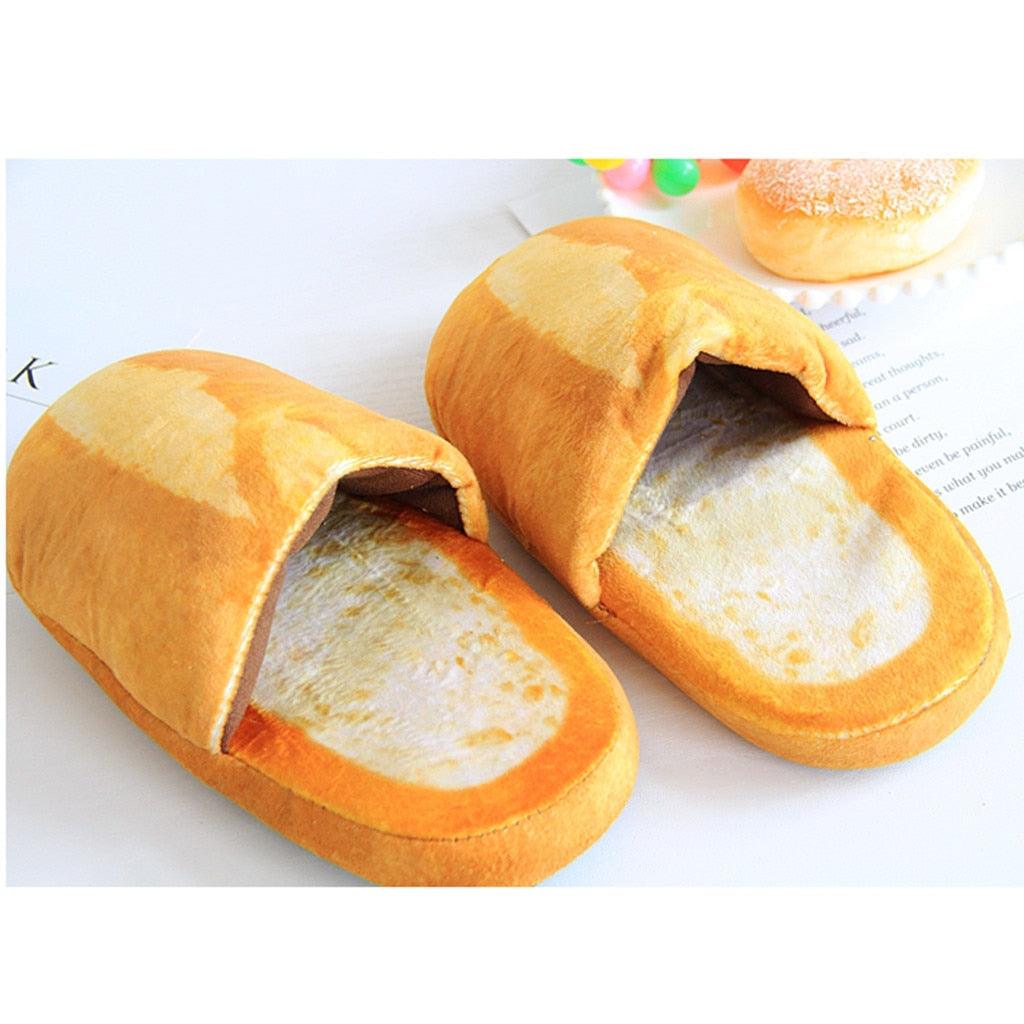 Pantoufles d'hiver automne, chaussures de maison chaudes, aspect pain, peluche, coton, pantoufles d'intérieur pour femmes, confortables, à enfiler, en mousse à mémoire de forme, chaussons en fourrure