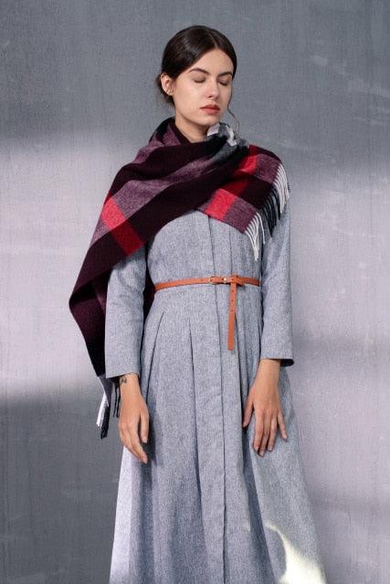 Foulard écossais classique en cachemire ultra doux automne hiver, léger, en pure laine, écharpe pour femme, châles épais élégants pour femme pour rester au chaud