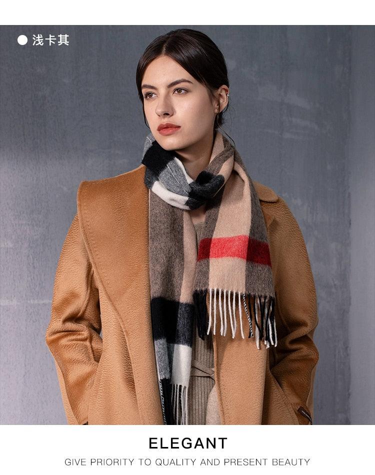 Foulard écossais classique en cachemire ultra doux automne hiver, léger, en pure laine, écharpe pour femme, châles épais élégants pour femme pour rester au chaud