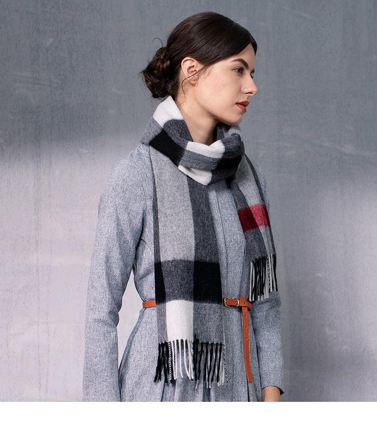 Foulard écossais classique en cachemire ultra doux automne hiver, léger, en pure laine, écharpe pour femme, châles épais élégants pour femme pour rester au chaud