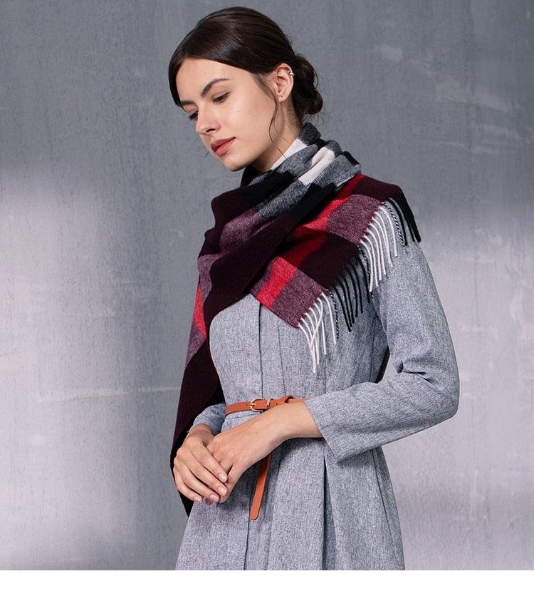 Foulard écossais classique en cachemire ultra doux automne hiver, léger, en pure laine, écharpe pour femme, châles épais élégants pour femme pour rester au chaud