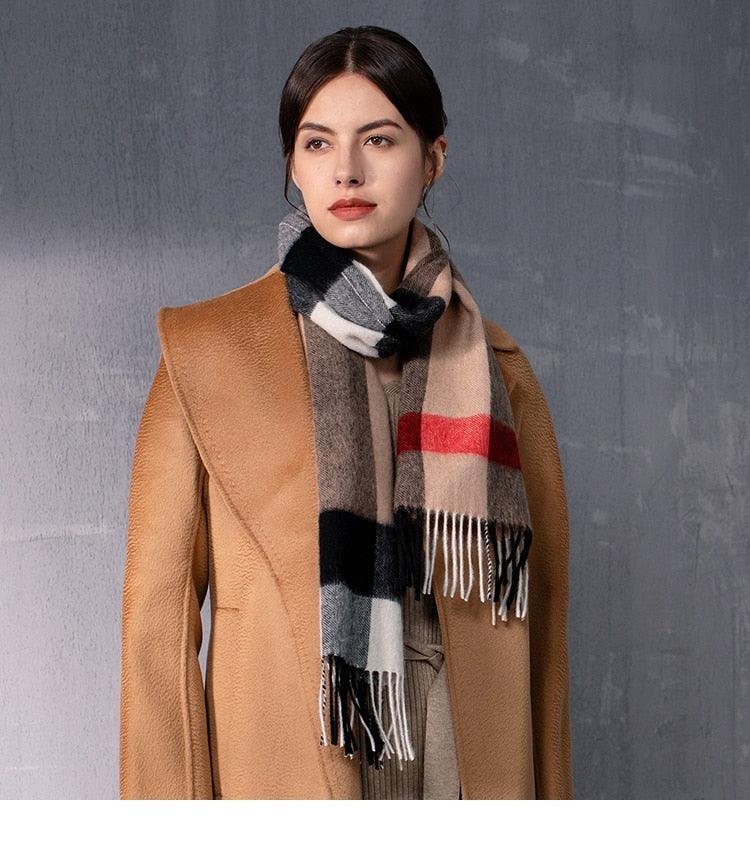 Foulard écossais classique en cachemire ultra doux automne hiver, léger, en pure laine, écharpe pour femme, châles épais élégants pour femme pour rester au chaud