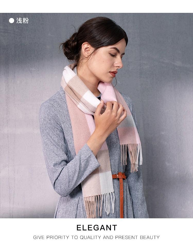 Foulard écossais classique en cachemire ultra doux automne hiver, léger, en pure laine, écharpe pour femme, châles épais élégants pour femme pour rester au chaud