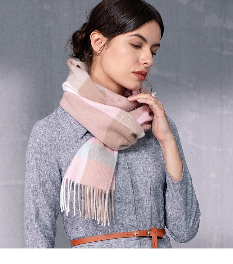 Foulard écossais classique en cachemire ultra doux automne hiver, léger, en pure laine, écharpe pour femme, châles épais élégants pour femme pour rester au chaud