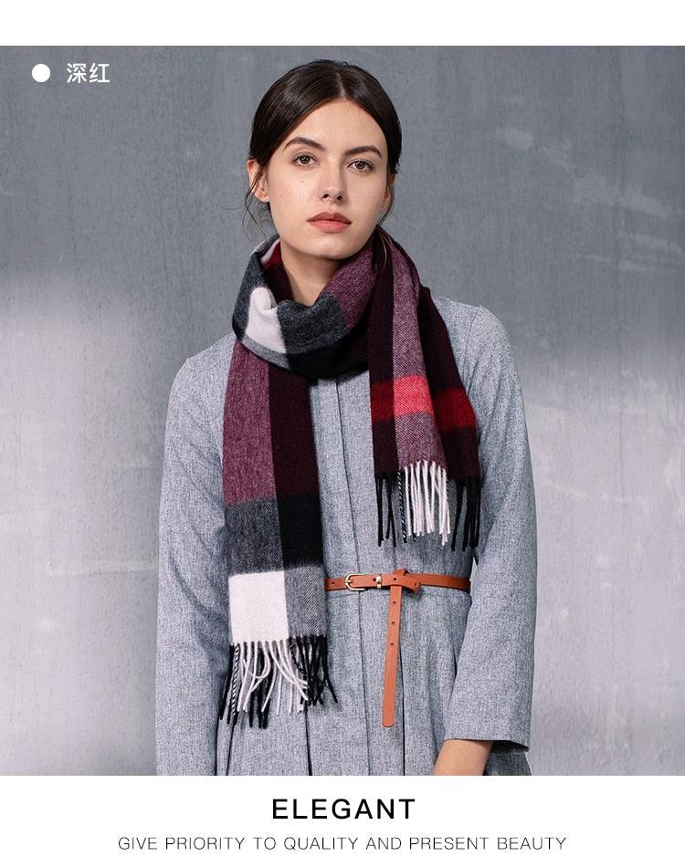 Foulard écossais classique en cachemire ultra doux automne hiver, léger, en pure laine, écharpe pour femme, châles épais élégants pour femme pour rester au chaud