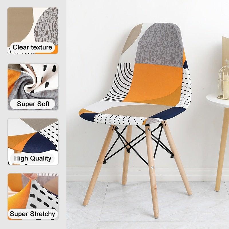Housse de siège imprimée Avangarde Style pour chaise coquille sans accoudoirs Housse de chaise coquille Housse de banquet à domicile Housse élastique amovible extensible à dossier haut pour canapé fauteuils