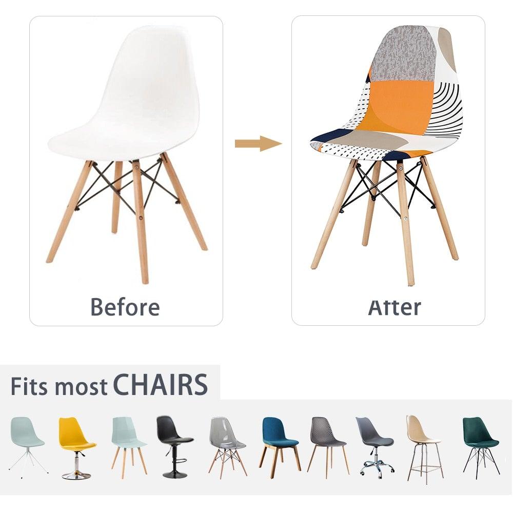 Housse de siège imprimée Avangarde Style pour chaise coquille sans accoudoirs Housse de chaise coquille Housse de banquet à domicile Housse élastique amovible extensible à dossier haut pour canapé fauteuils