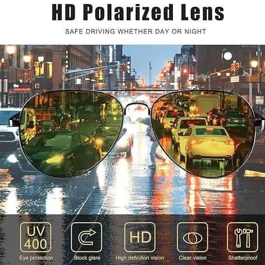 Lunettes de vision nocturne Aviator Tac, lunettes de soleil polarisées anti-reflets pour la conduite