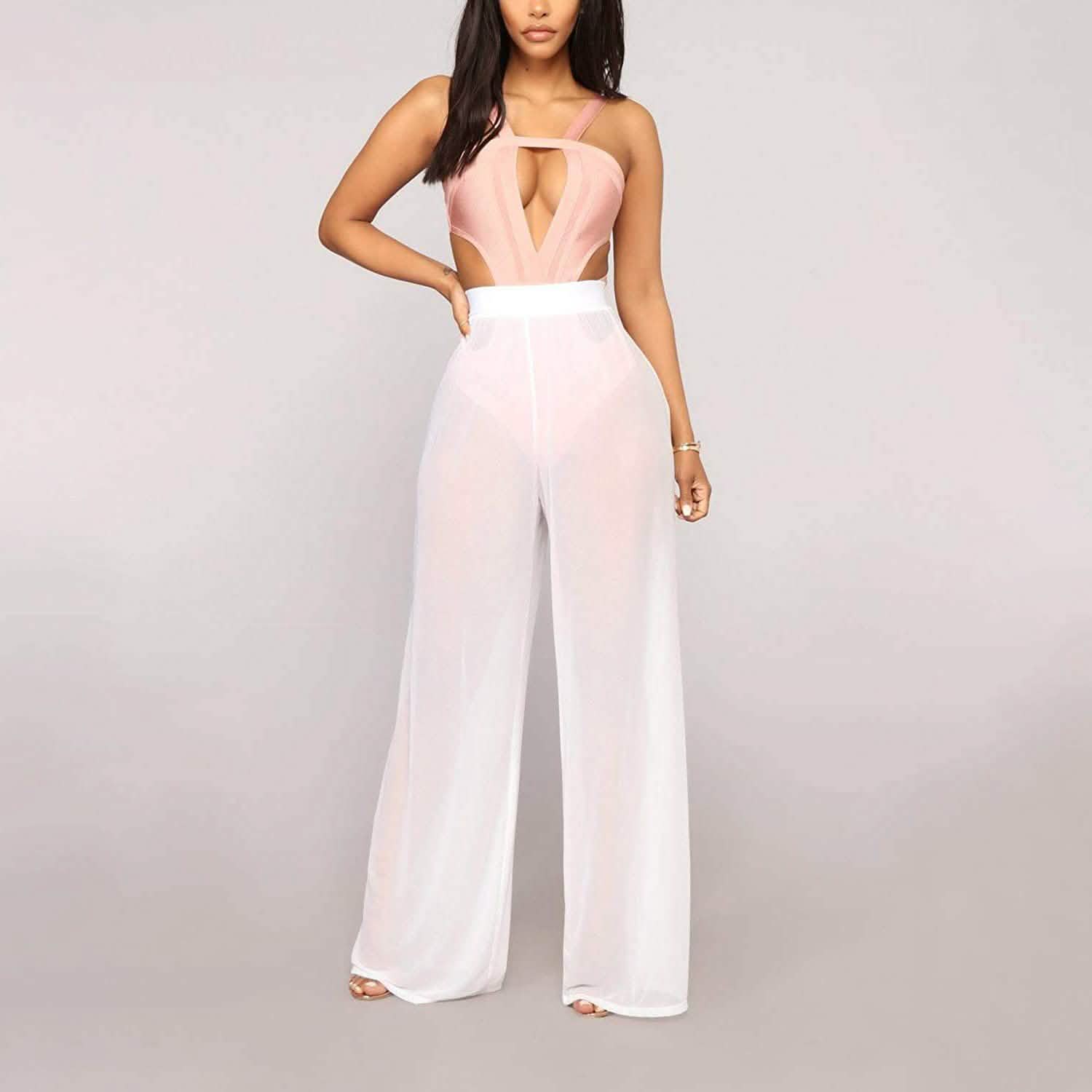 Pantalon transparent en maille pour femme Awoscut