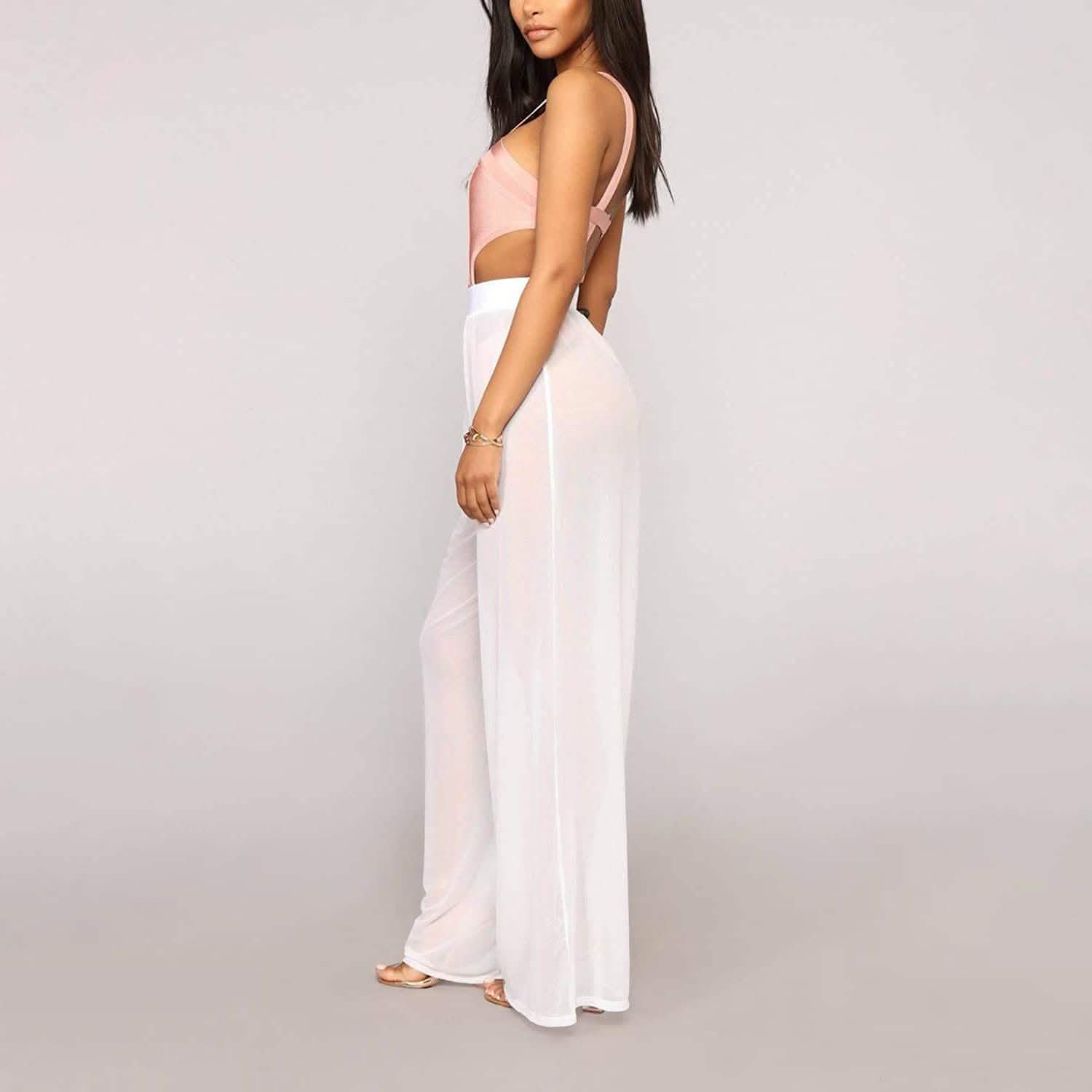 Pantalon transparent en maille pour femme Awoscut