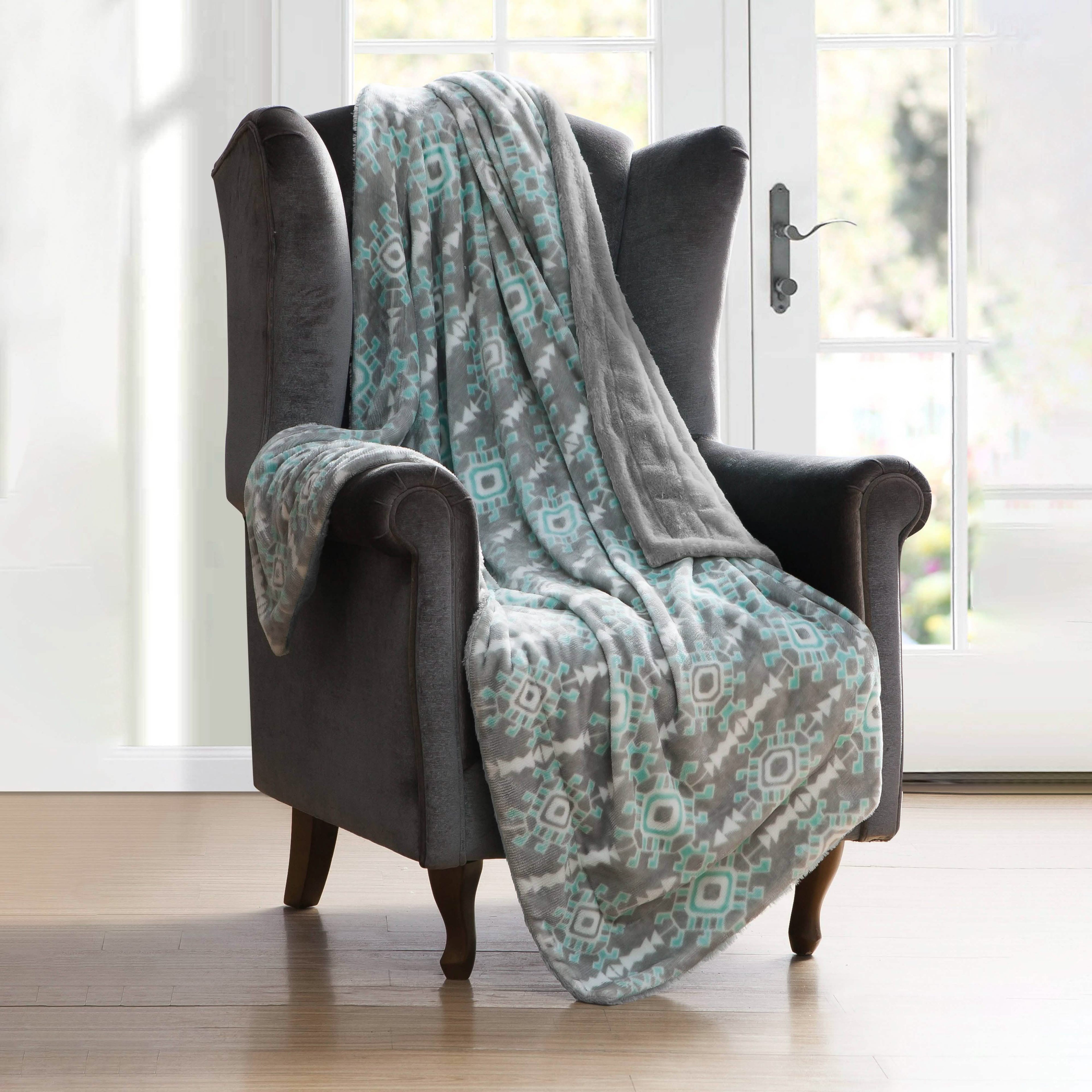 Couverture polaire ultra douce motif aztèque 127 x 152 cm