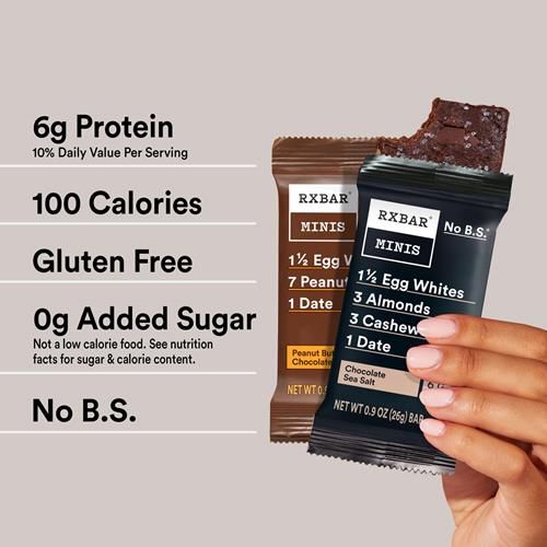 Barres protéinées Rxbar Minis, collation protéinée, barres de collation, assortiment, boîte de 7,3 oz (8 barres)
