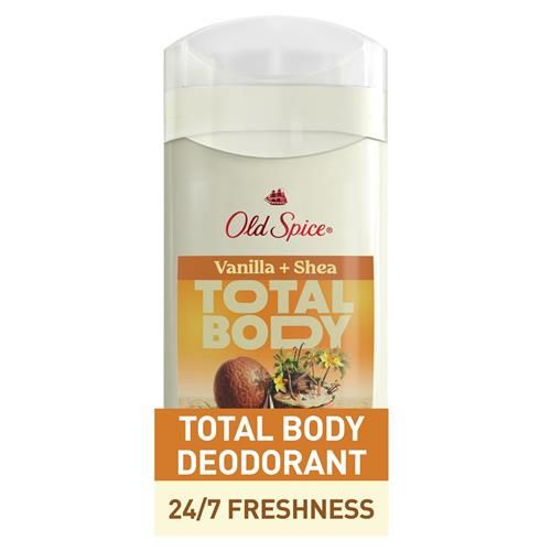 Déodorant Corps Entier en Stick Old Spice pour Hommes, Sans Aluminium, Parfum Vanille + Karité, Protection Anti-Odeurs 24h/24 et 7j/7, Fraîcheur Durable 24h/24 et 7j/7, Testé Dermatologiquement, Doux pour la Peau, Sûr à Utiliser sur Tout le Corps, 85 g