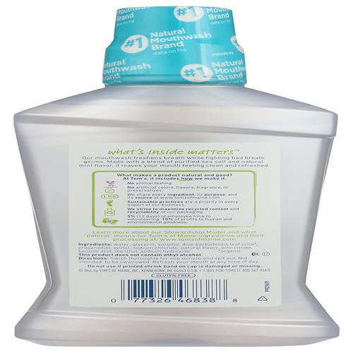 Toms Of Maine, Bain de bouche naturel sans alcool au sel de mer - Menthe rafraîchissante, 473 ml