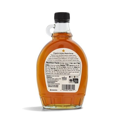 Whole Foods Market, sirop d'érable ambré biologique de catégorie A, 355 ml