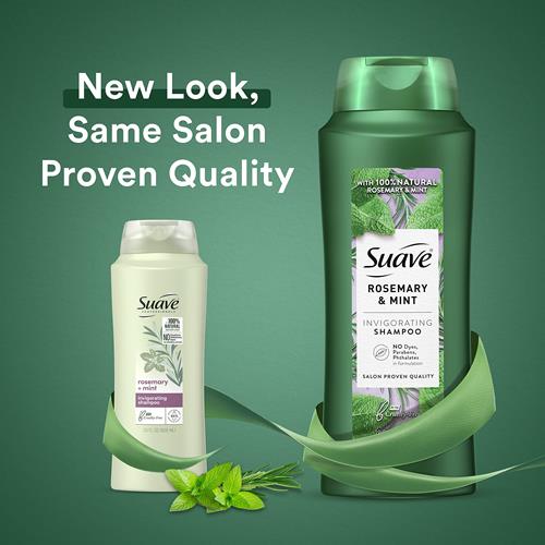 Shampooing Invigorant Professionnel Suave Pour Cheveux Secs Et Abîmés Romarin Et Menthe Sans Parabène Ni Colorant Cheveux 828 ml