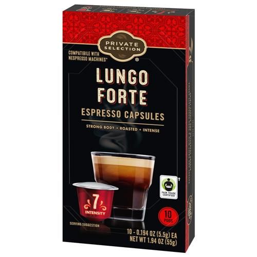 Capsules de café Private Selection pour machines Nespresso Original Lungo Forte Espresso Torréfaction Foncée 10 ct
