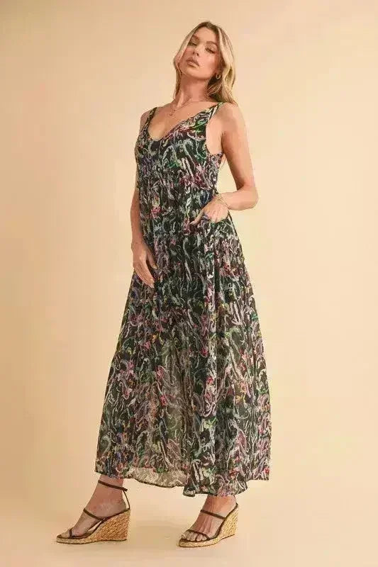 Robe caraco imprimée à volants et encolure en V Aemi + Co