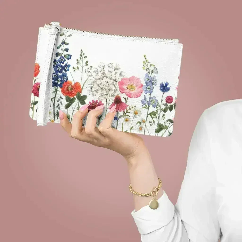 Pochette zippée à motif floral