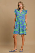 Robe Romantique Grande Taille Imprimé Floral Volants Manches Courtes Robe Grande Taille Légère Été