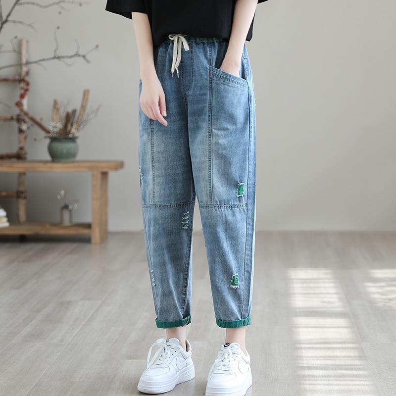 Jean déchiré capri pour femme