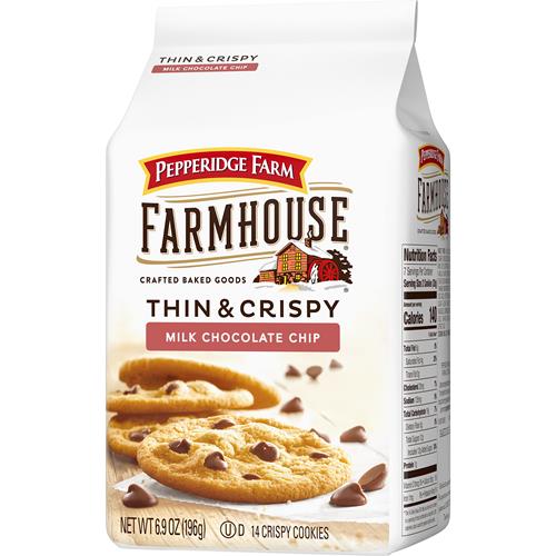 Biscuits fins et croustillants aux pépites de chocolat au lait Farmhouse de Pepperidge Farm, sac de 195 g (14 biscuits)