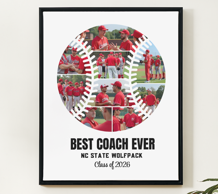 Baseball Best Coach Ever Photo Collage – Editable Canva Template