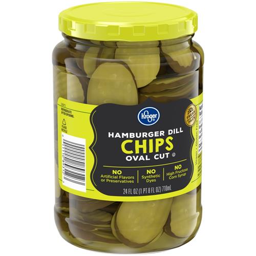 Cornichons aneth coupés ovales de Kroger pour hamburgers 710 ml