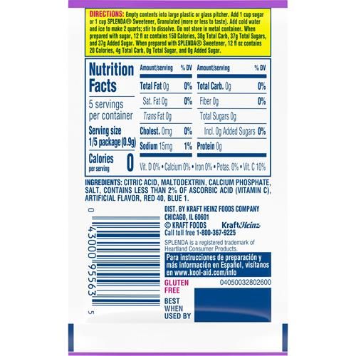 Mélange à boisson en poudre sans sucre Kool-Aid, saveur raisin, sachet de 4 g