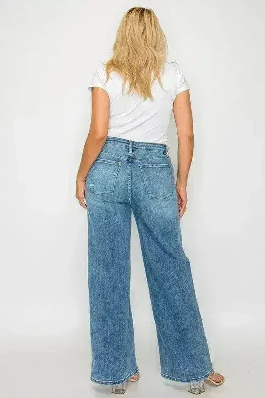Jean bytos taille haute et coupe large avec poches