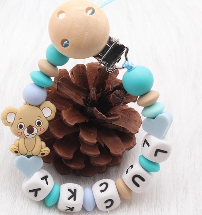 Attaches-tétines personnalisés faits main modernes, Chaînes de tétine en silicone, Attaches-tétines en bois pour bébés et enfants