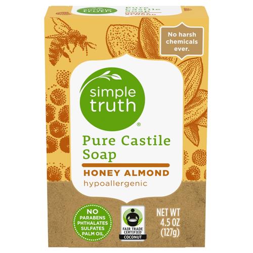 Savon en barre pur castille hypoallergénique Simple Truth, parfum miel amande, 127 g
