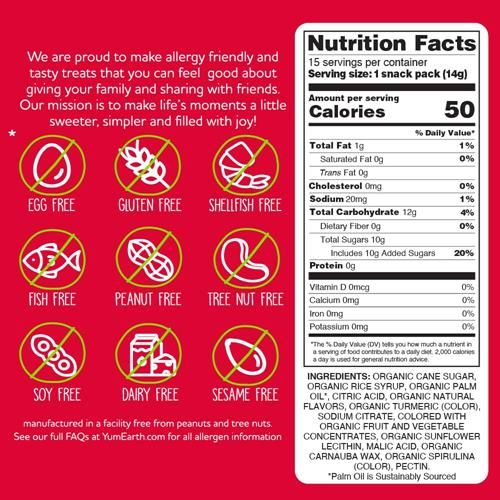 Bonbons Chewy Yumearth Organic Giggles – Hypoallergéniques, Sans Colorants Artificiels, Sans OGM, Sans Gluten, Goût Fruité, Bonbons Vegans Sans Arômes Artificiels, 0.5 Oz (Boîte De 15) ?