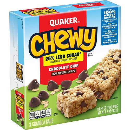 Barres tendres aux brisures de chocolat Quaker Chewy, 24 g, 8 barres