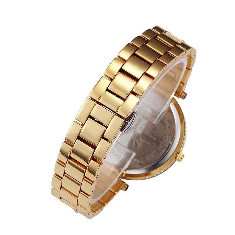 Montre à quartz pour femmes, tendance, bling, décontractée, pour dames, en or, avec cristaux, diamant et léopard, pour femmes et jeunes filles